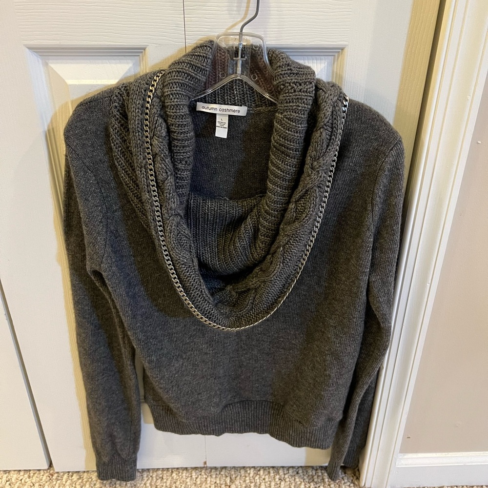 Autumn cashmere shawl collar sweater - grey